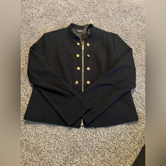 ALLEGRA K Crop Vintage Double Breasted Motorcycle Zip Up Steampunk Jacket - Picture 3 of 7